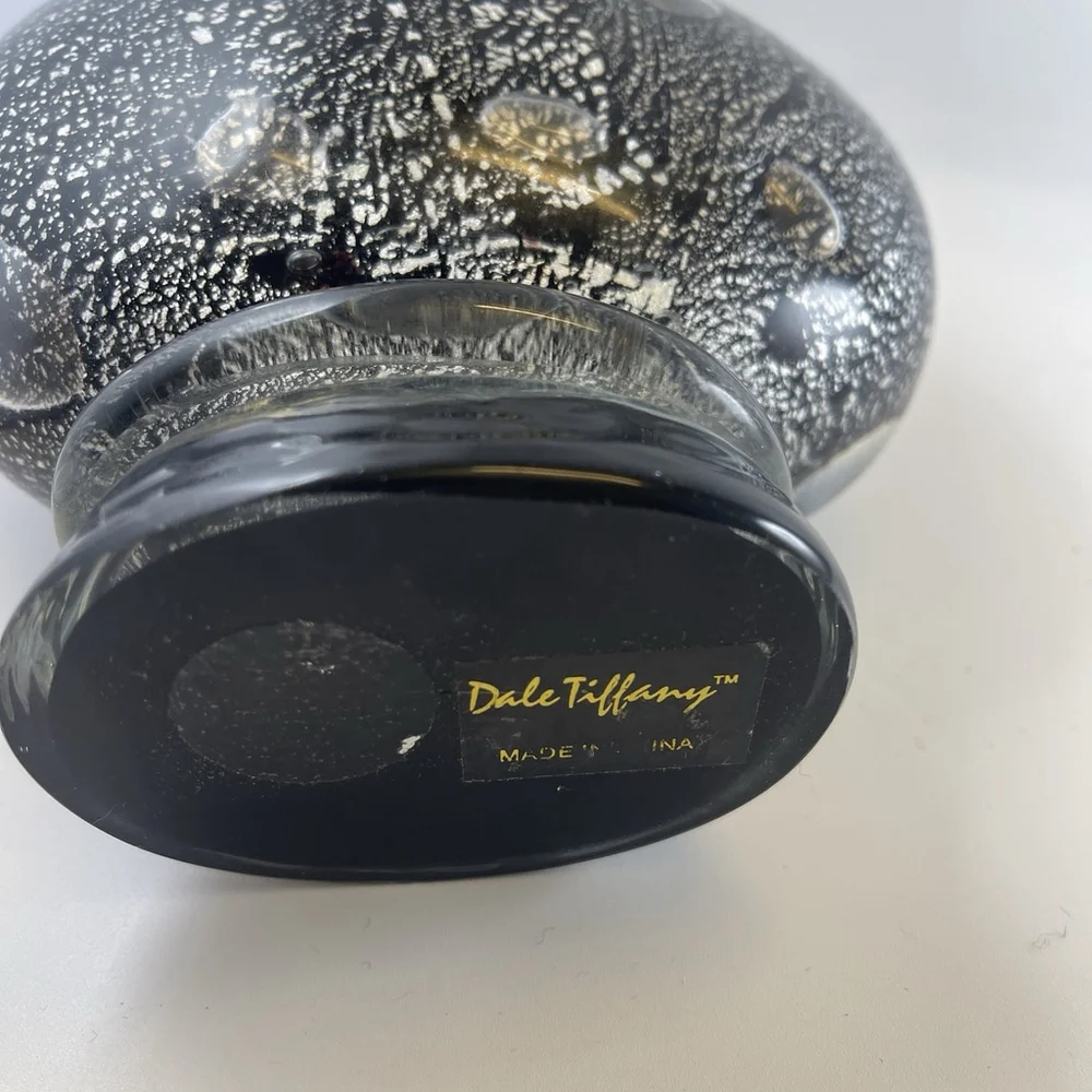 Dale Tiffany Black Widow Art Glass Vase, Original Sticker